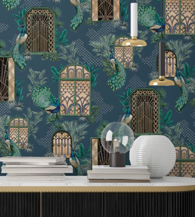 Peacock Manor Wallpaper - Blue - Brand McKenzie