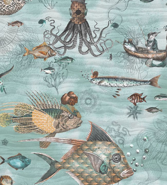 Sea Life Wallpaper - Teal - Brand McKenzie