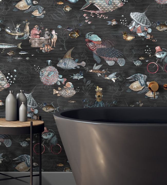 Sea Life Wallpaper - Black - Brand McKenzie