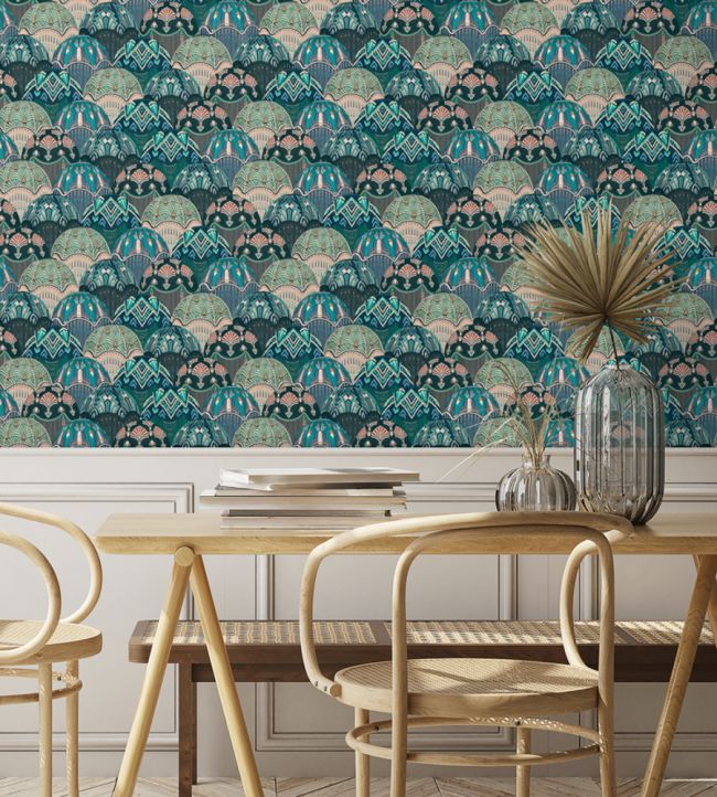 Silk Shades Wallpaper - Teal - Brand McKenzie