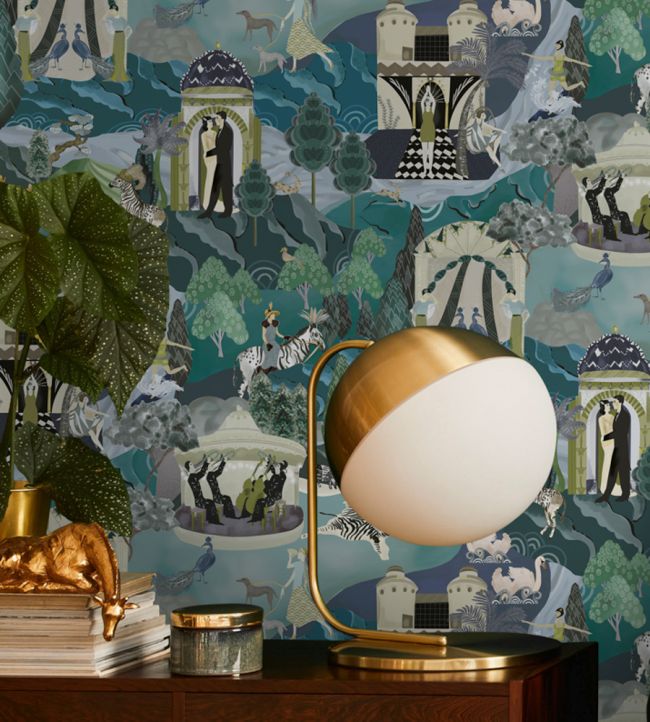 The Art Deco Hills Wallpaper - Green - Brand McKenzie