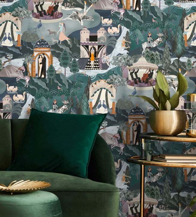 The Art Deco Hills Wallpaper - Gray - Brand McKenzie