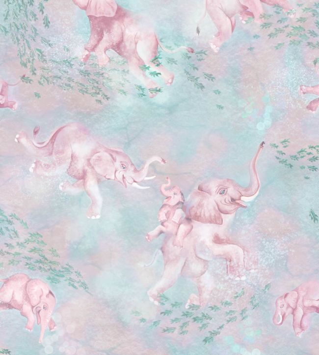 Elephant Breaststroke Wallpaper - Pink - Brand McKenzie