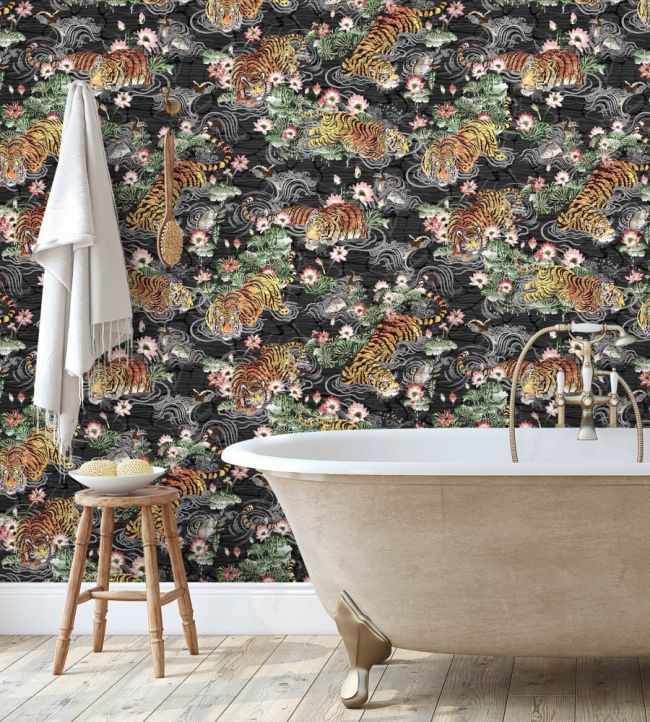 Tiger Lily Wallpaper - Black - Brand McKenzie