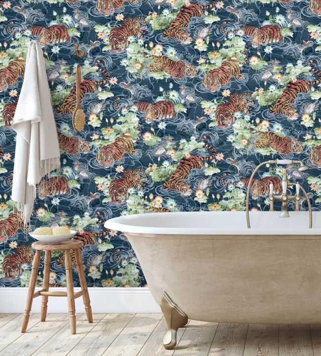 Tiger Lily Wallpaper - Blue - Brand McKenzie