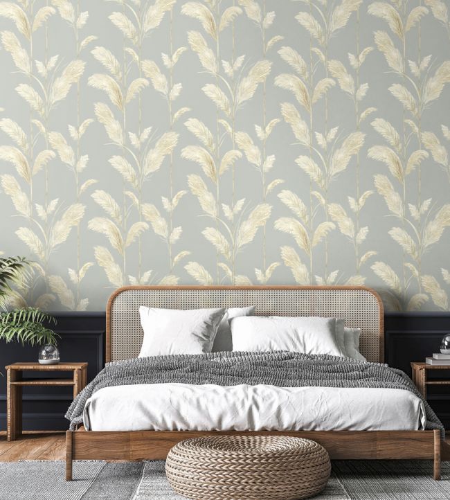 Pampas Grass Room Wallpaper - Gray