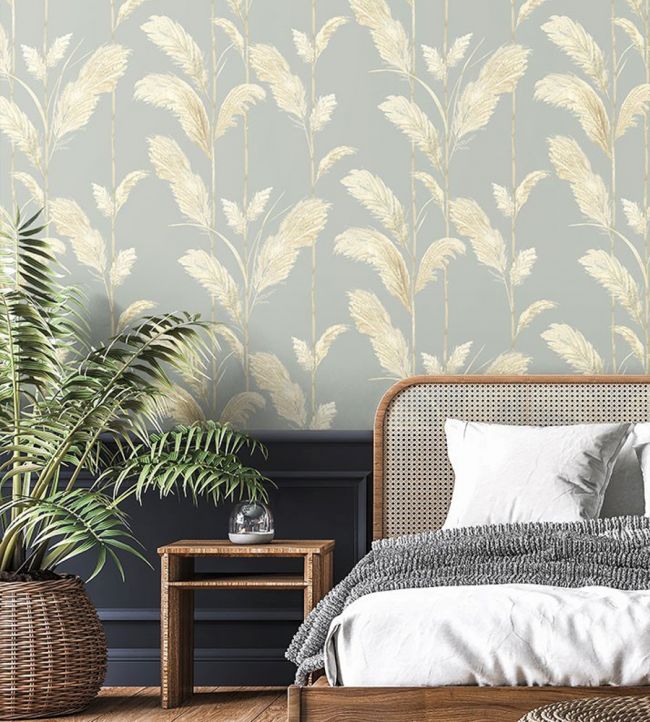 Pampas Grass Room Wallpaper 2 - Gray