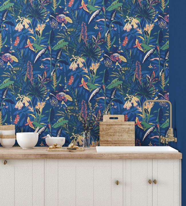 The Tropics Room Wallpaper - Blue