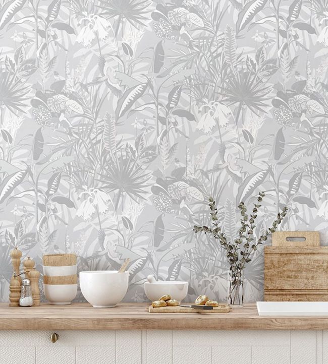 The Tropics Room Wallpaper 2 - Gray