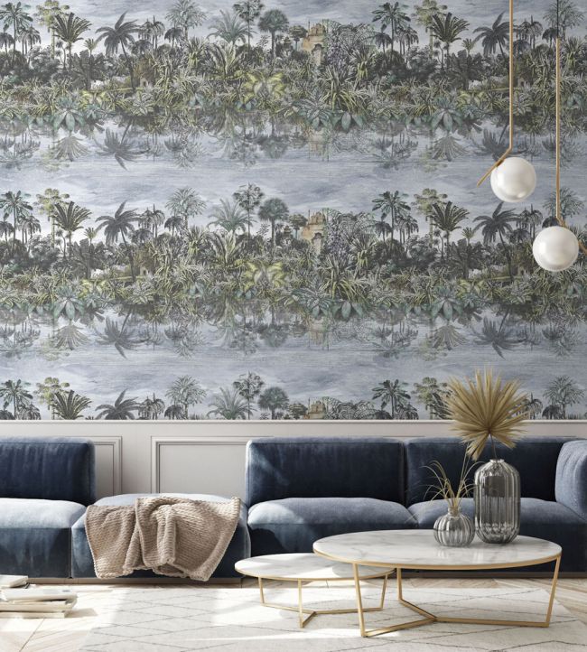 Tropical Reflections Room Wallpaper - Gray