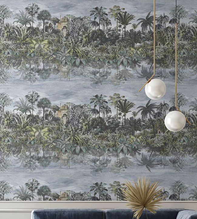 Tropical Reflections Room Wallpaper 2 - Gray