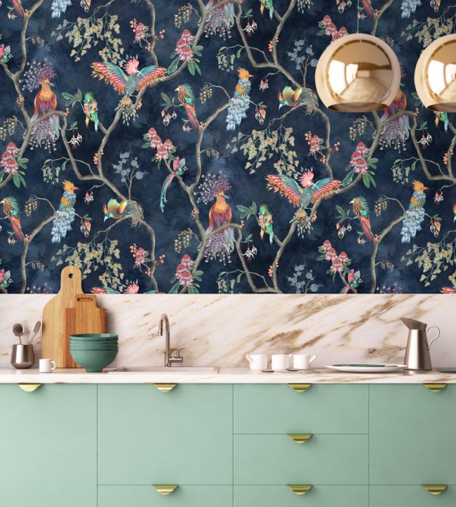 Birds In Paradise Wallpaper - Blue - Brand McKenzie