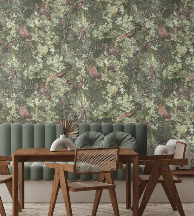 Gentlemen Birds Wallpaper - Green - Brand McKenzie