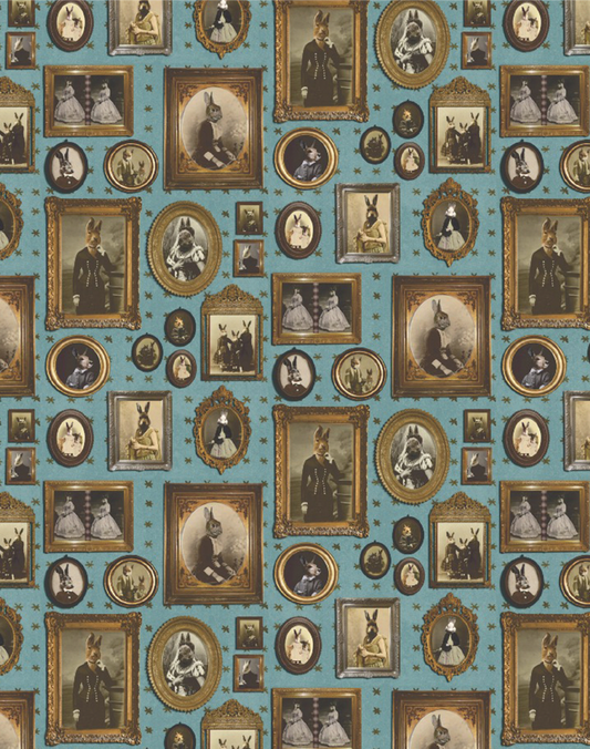 Rabbit Rabbit Rabbit Wallpaper - Blue - The Graduate Collection