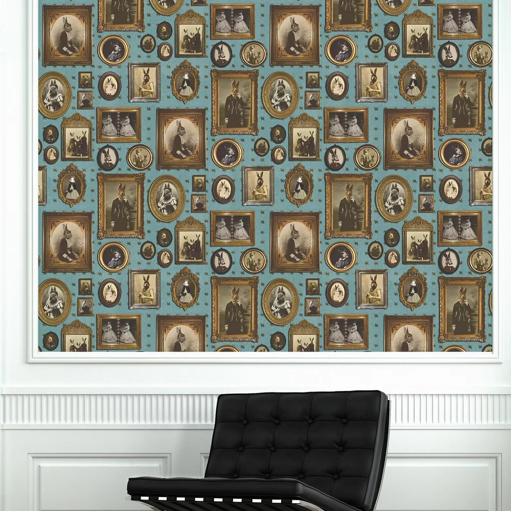 Rabbit Rabbit Rabbit Wallpaper - Blue - The Graduate Collection