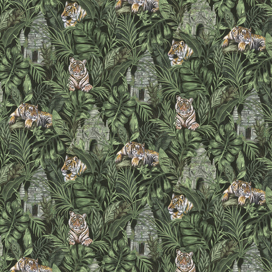 Tiger Temple Wallpaper - Green - The Graduate Collection