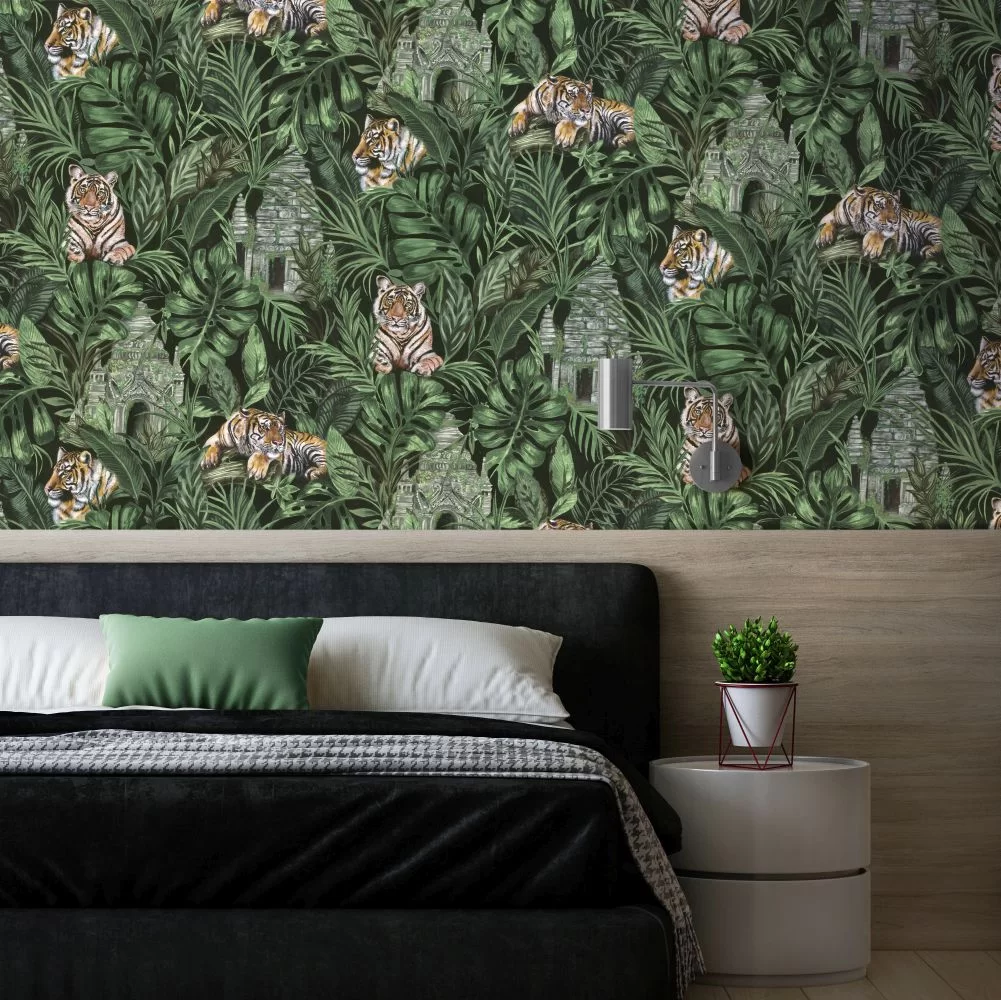 Tiger Temple Wallpaper - Green - The Graduate Collection