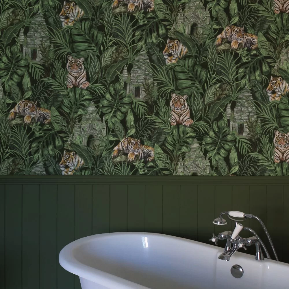 Tiger Temple Wallpaper - Green - The Graduate Collection