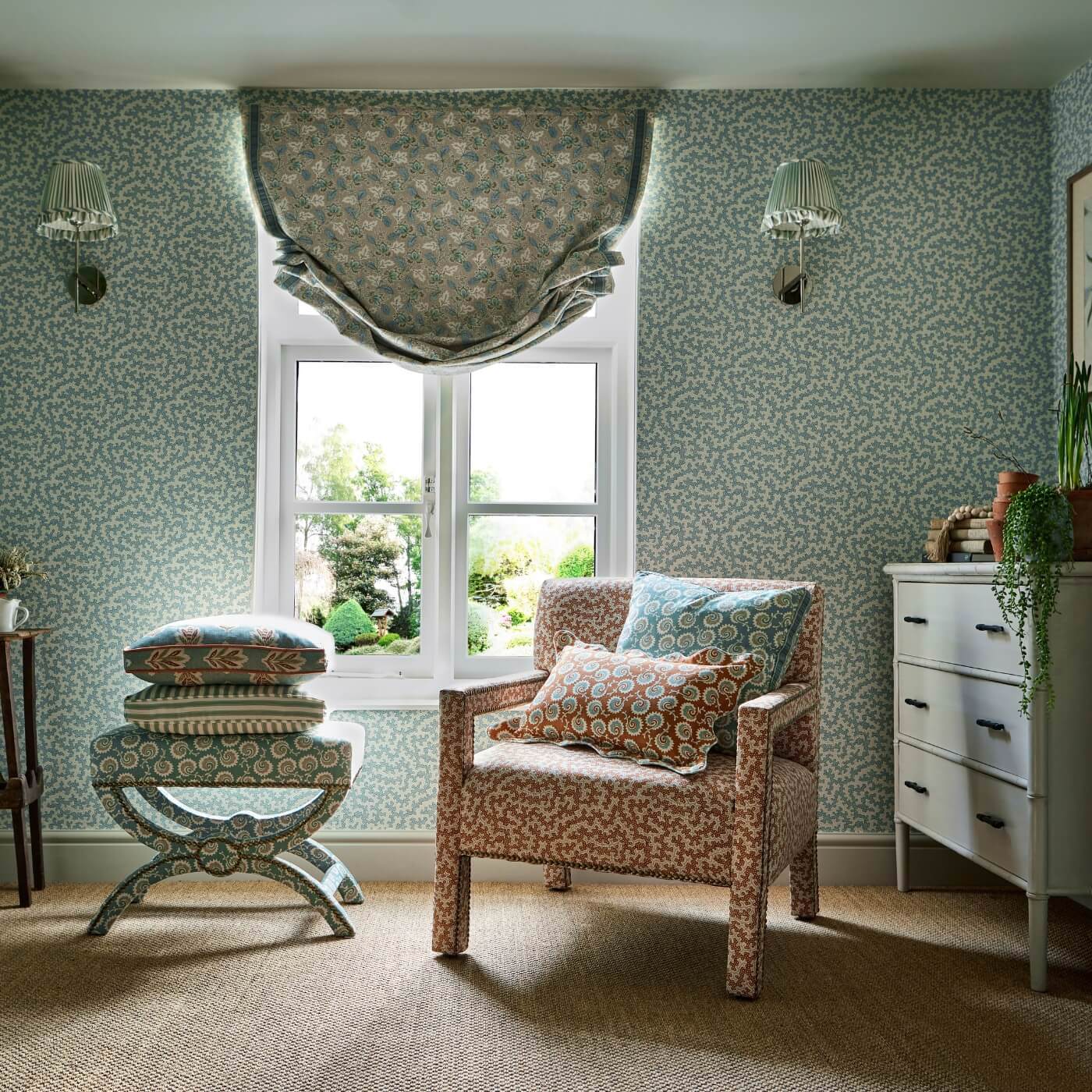 Truffle Blue Clay Room Wallpaper