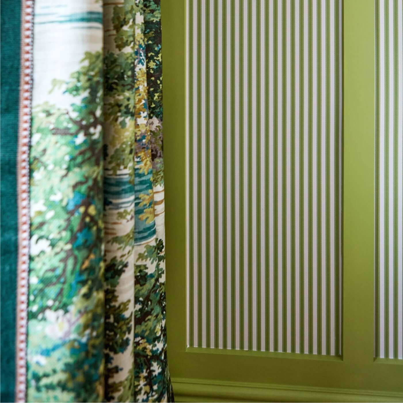 Pinetum Stripe Sap Green Room Wallpaper