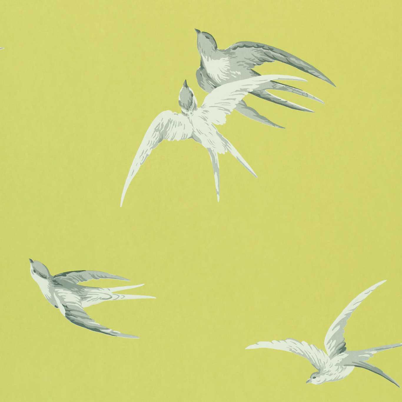 Swallows Wallpaper - Green