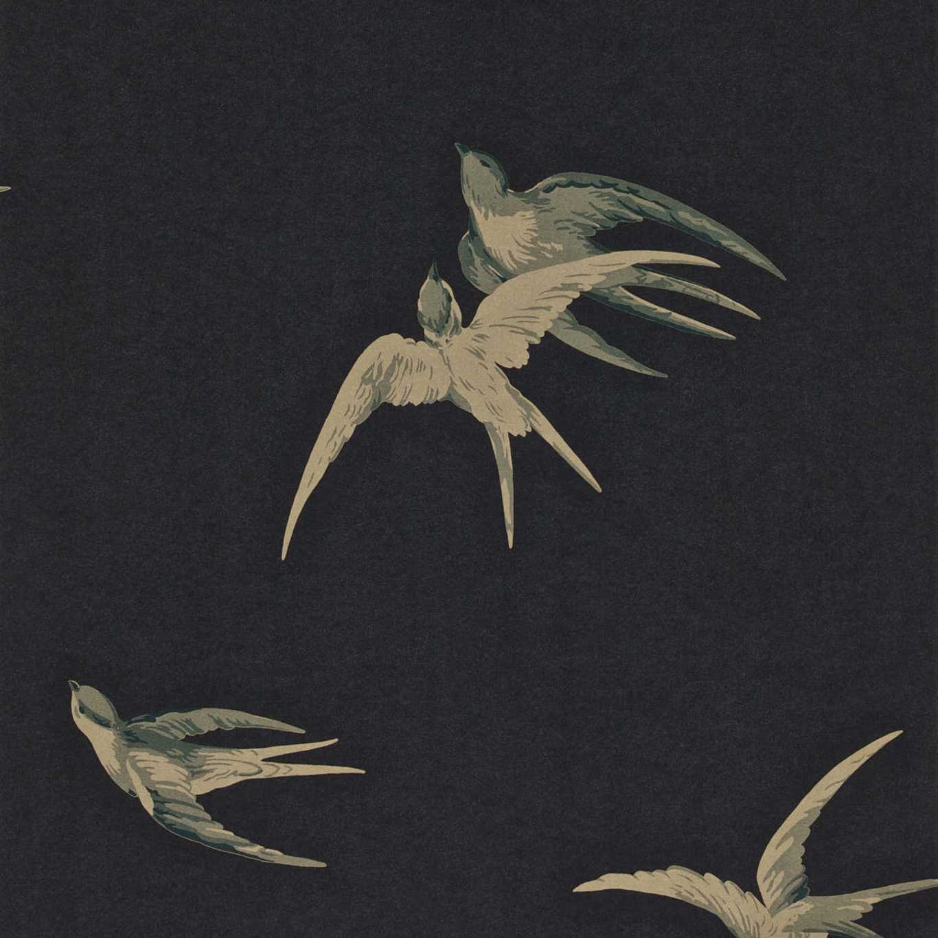 Swallows Wallpaper - Black