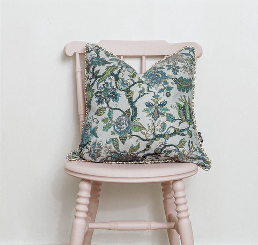 Eden Topaz Cushion with Medium Linen - Blue - Wear The Walls