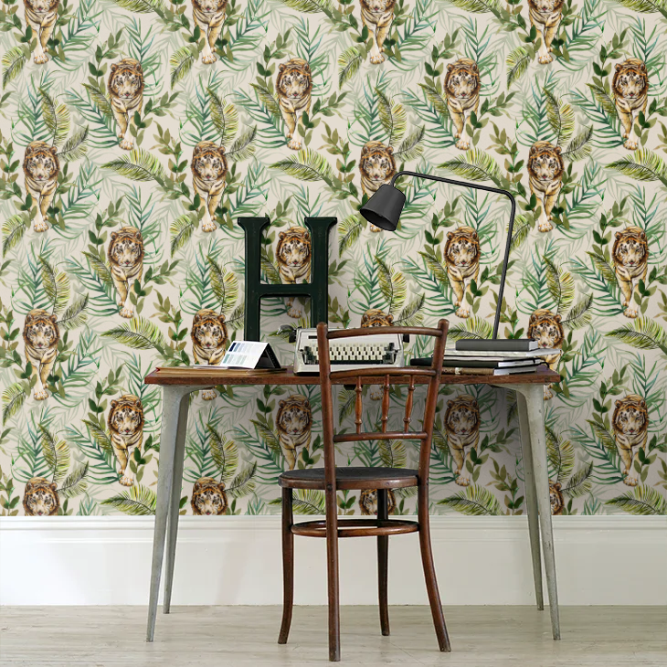 Tiger Tiger Wallpaper - Green - The Graduate Collection