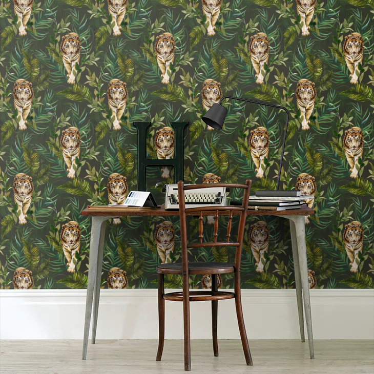 Tiger Tiger Wallpaper - Green - The Graduate Collection