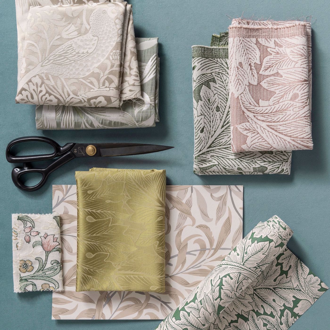 Acanthus Jacquard Fabric - Gold - Clarke & Clarke