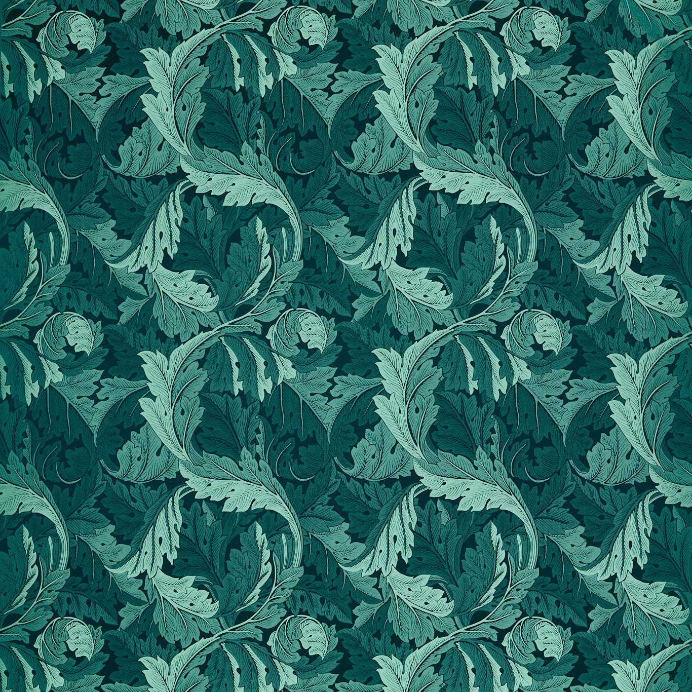 Acanthus Jacquard Fabric - Teal - Clarke & Clarke