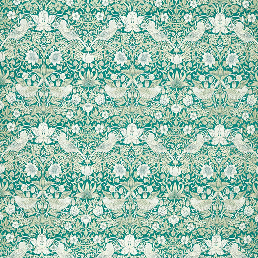 Strawberry Thief Jacquard Fabric - Teal - Clarke & Clarke