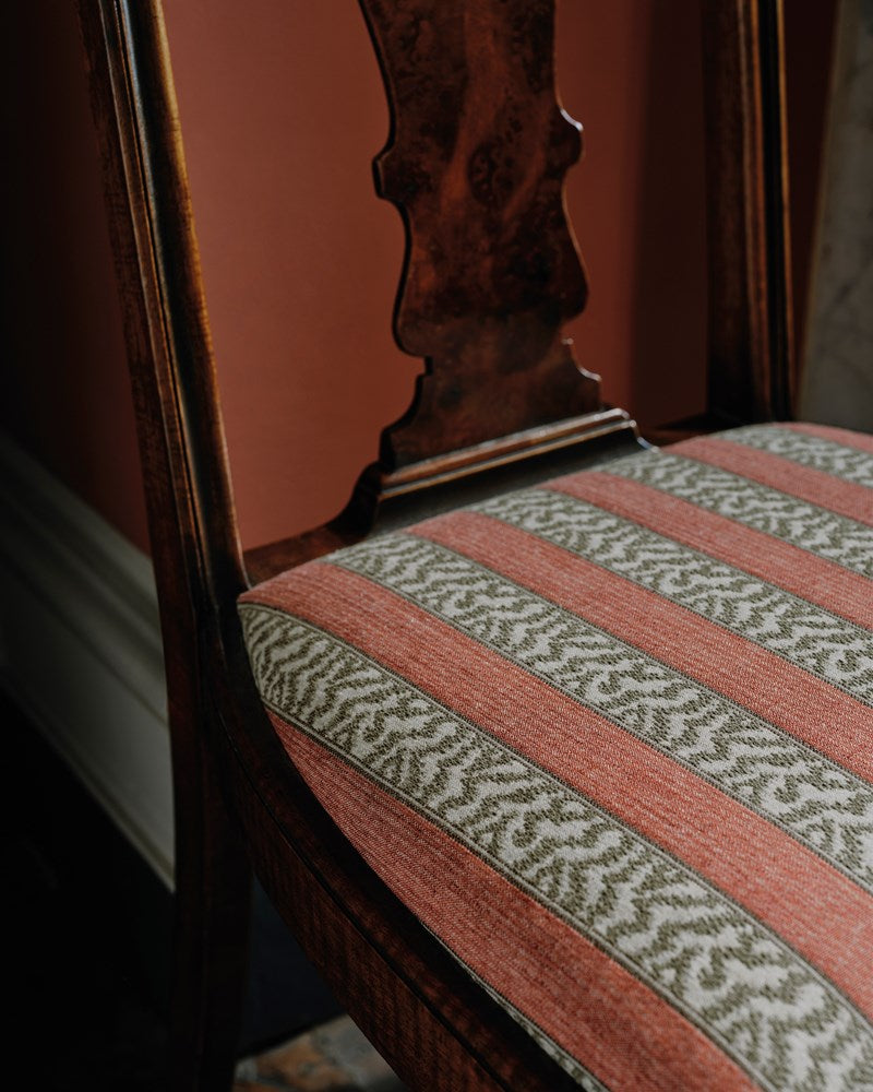 Tilney Stripe Fabric - Red - Colefax and Fowler