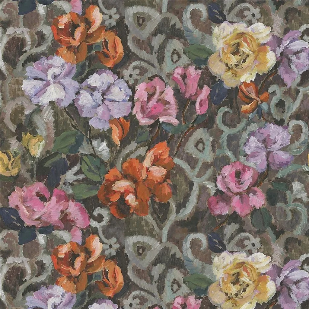 Tapestry Flower Damson Fabric