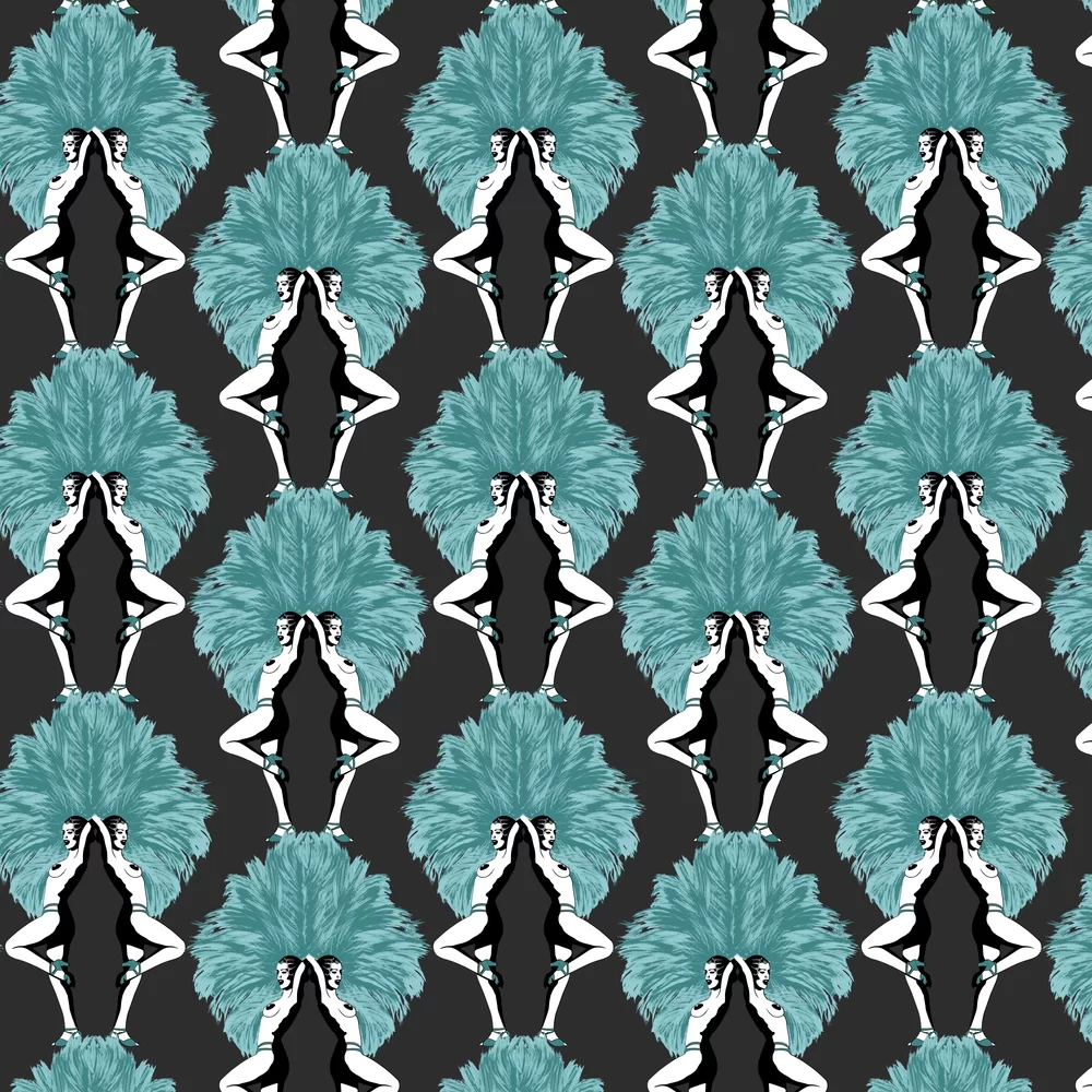 Showgirls Wallpaper - Blue - The Graduate Collection