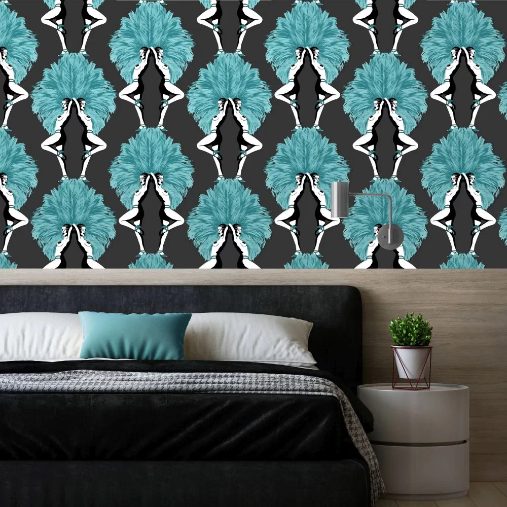 Showgirls Wallpaper - Blue - The Graduate Collection