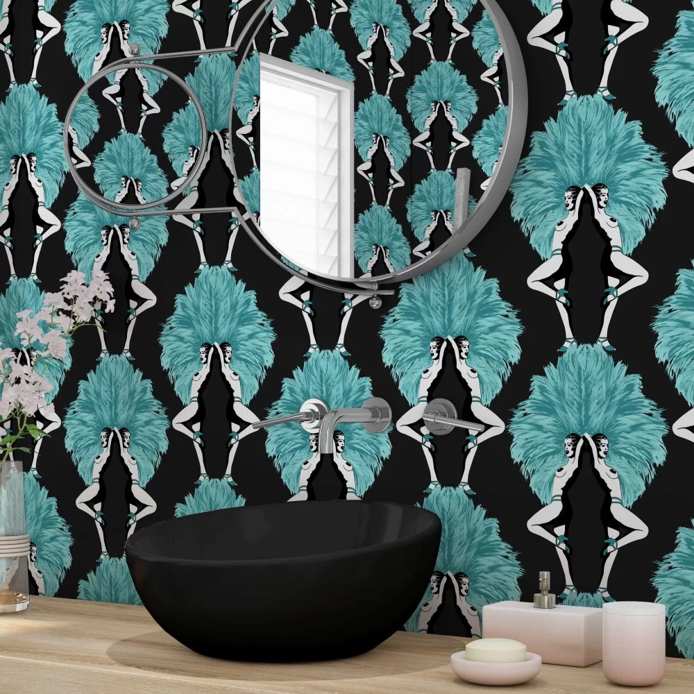 Showgirls Wallpaper - Blue - The Graduate Collection