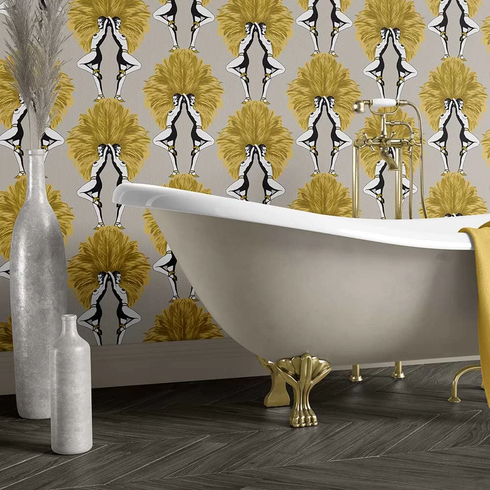 Showgirls Wallpaper - Mustard - The Graduate Collection