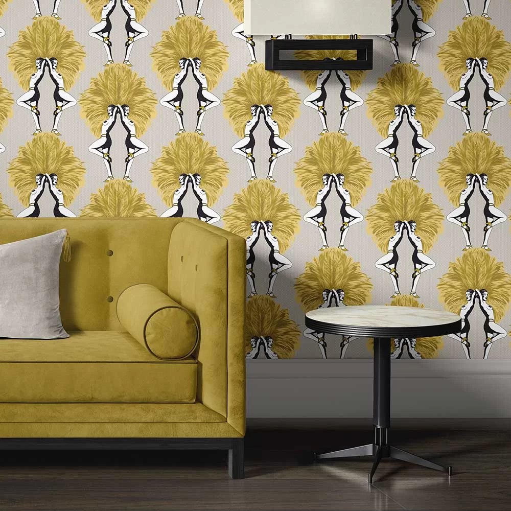 Showgirls Wallpaper - Mustard - The Graduate Collection