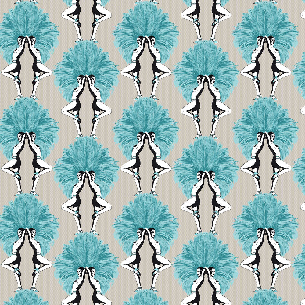 Showgirls Wallpaper - Teal - The Graduate Collection