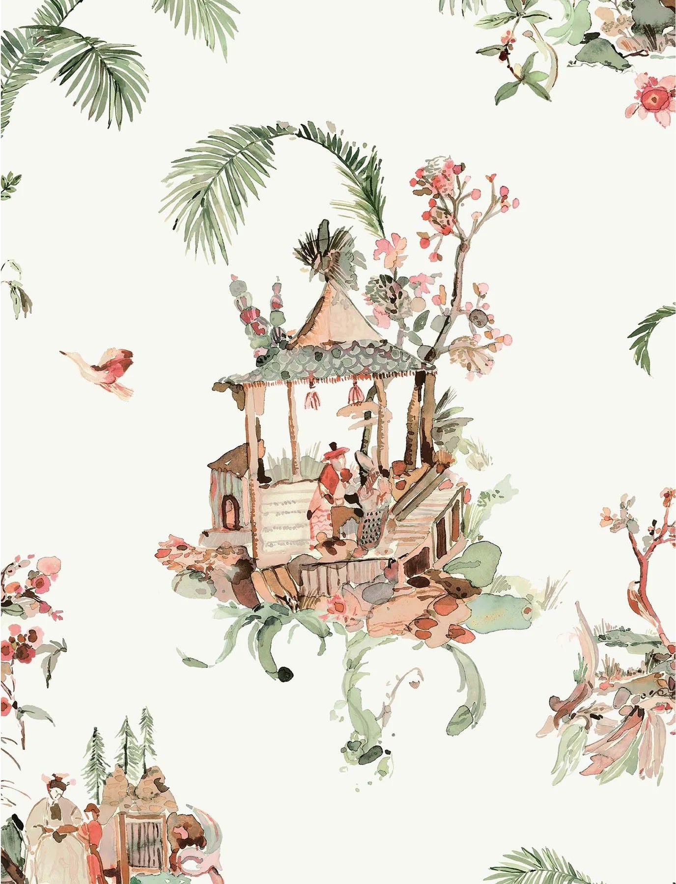 Toile Chinoise Wallpaper - Pink