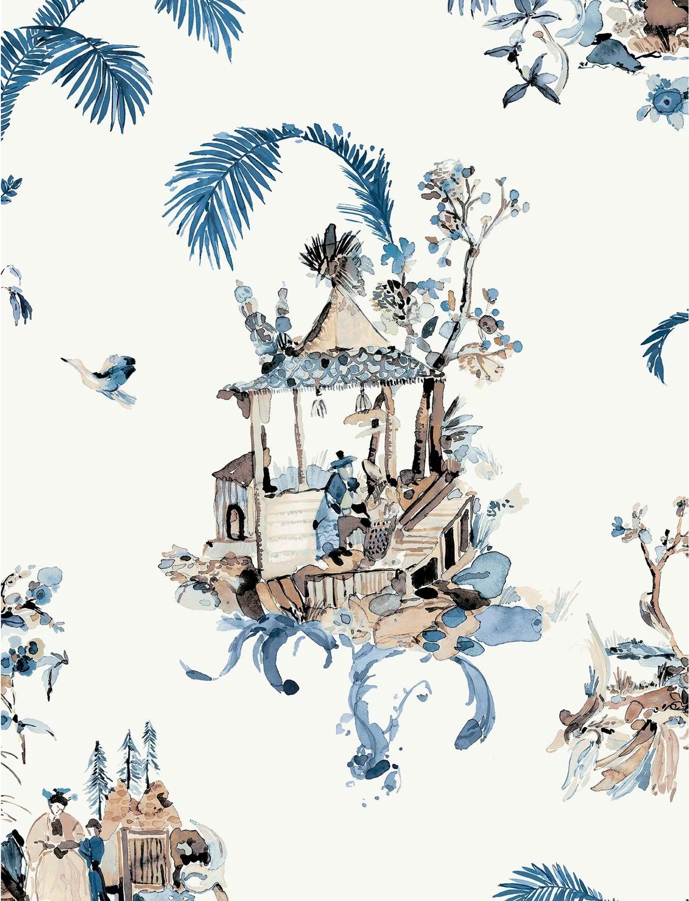 Toile Chinoise Wallpaper - Blue