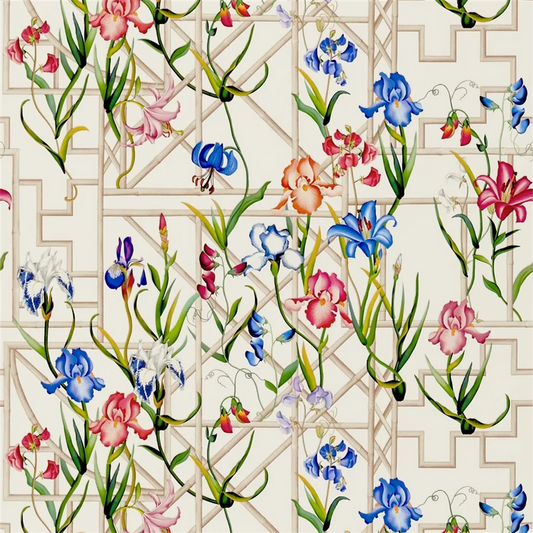 Fretwork Garden Azur Wallpaper - Multicolor - Christian Lacroix