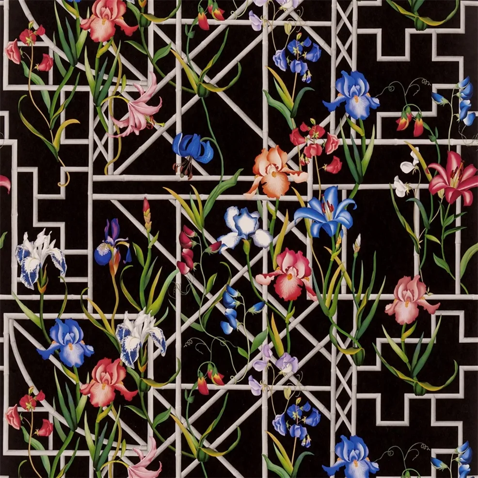 Fretwork Garden Jais Wallpaper - Black - Christian Lacroix