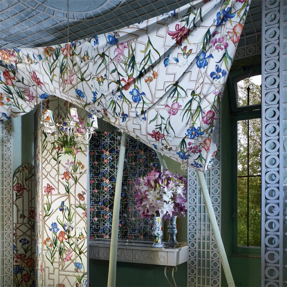 Fretwork Garden Jais Wallpaper - Multicolor - Christian Lacroix