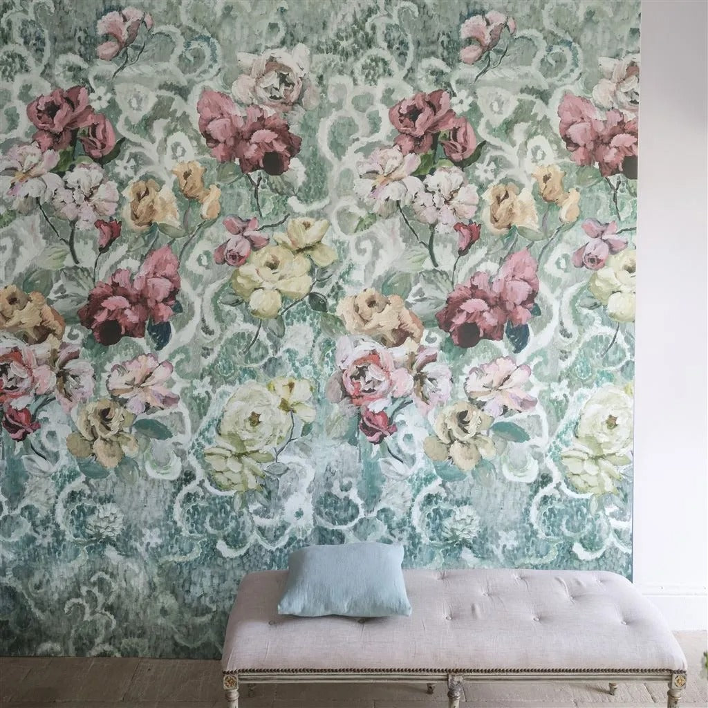 Tapestry Flower Eau De Nil Room Wallpaper