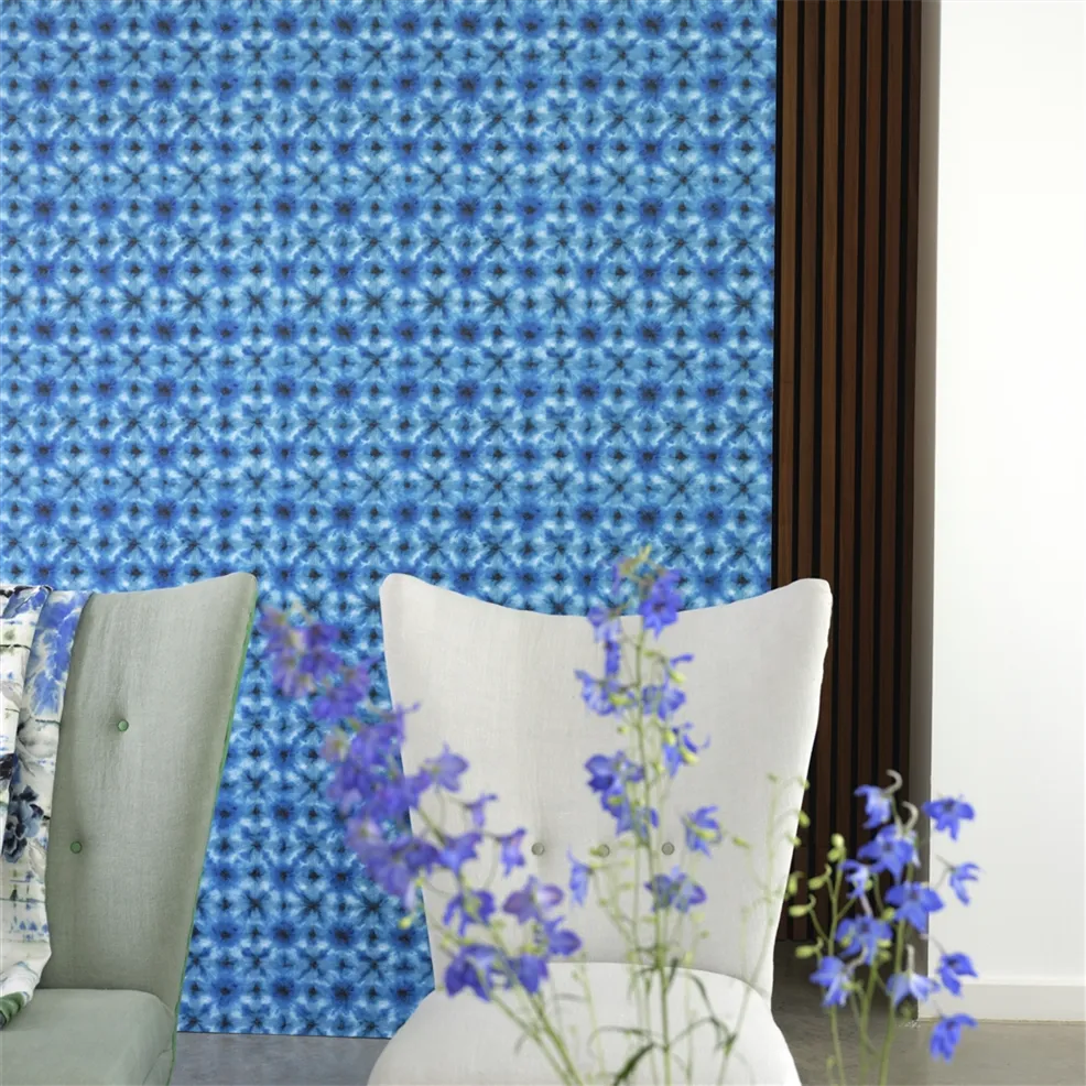 Shibori Cobalt Room Wallpaper