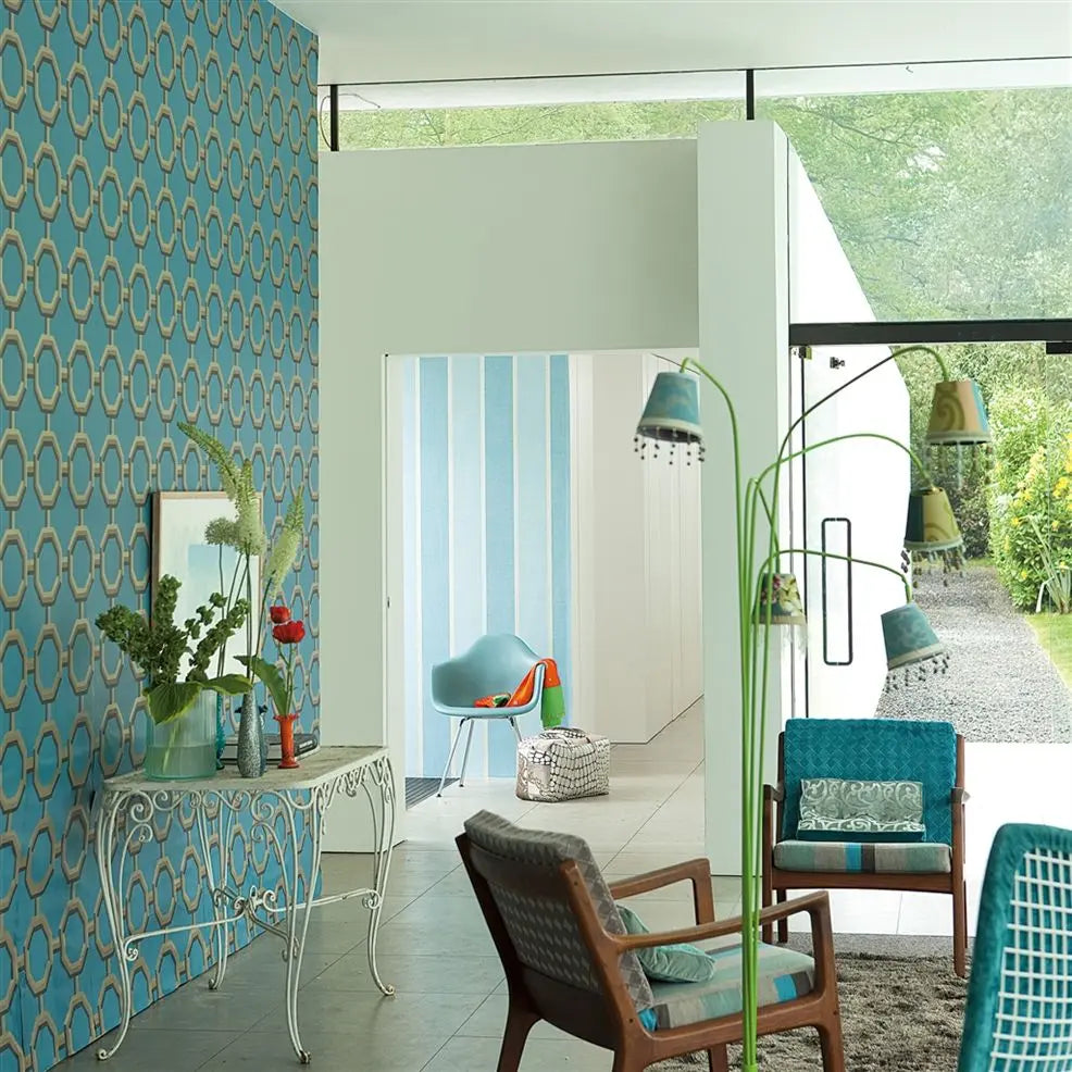 Roumier Wallpaper - Teal - Designers Guild