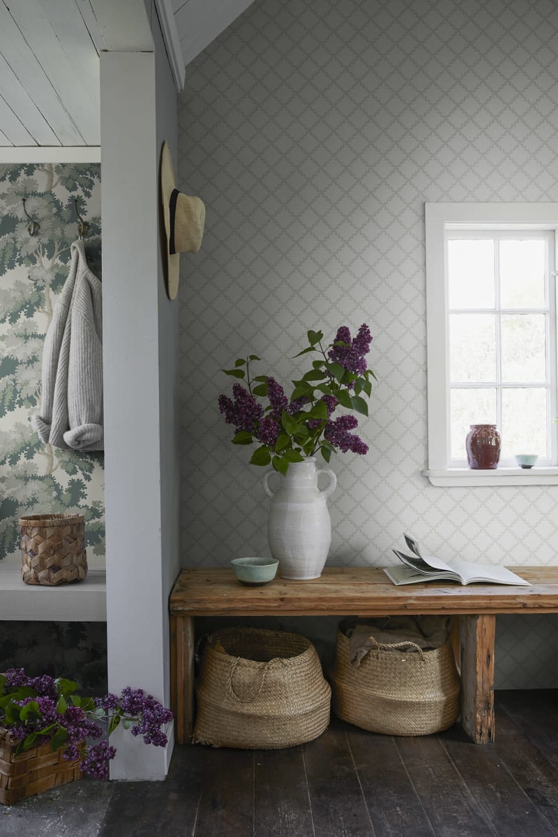 Trellis Wallpaper - White -  Sandberg