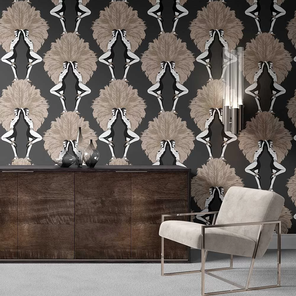 Showgirls Wallpaper - Black - The Graduate Collection